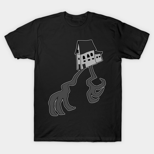 baba yaga house b&w T-Shirt by Slavstuff